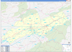Kingsport-Bristol-Bristol Metro Area Wall Map Basic Style 2026